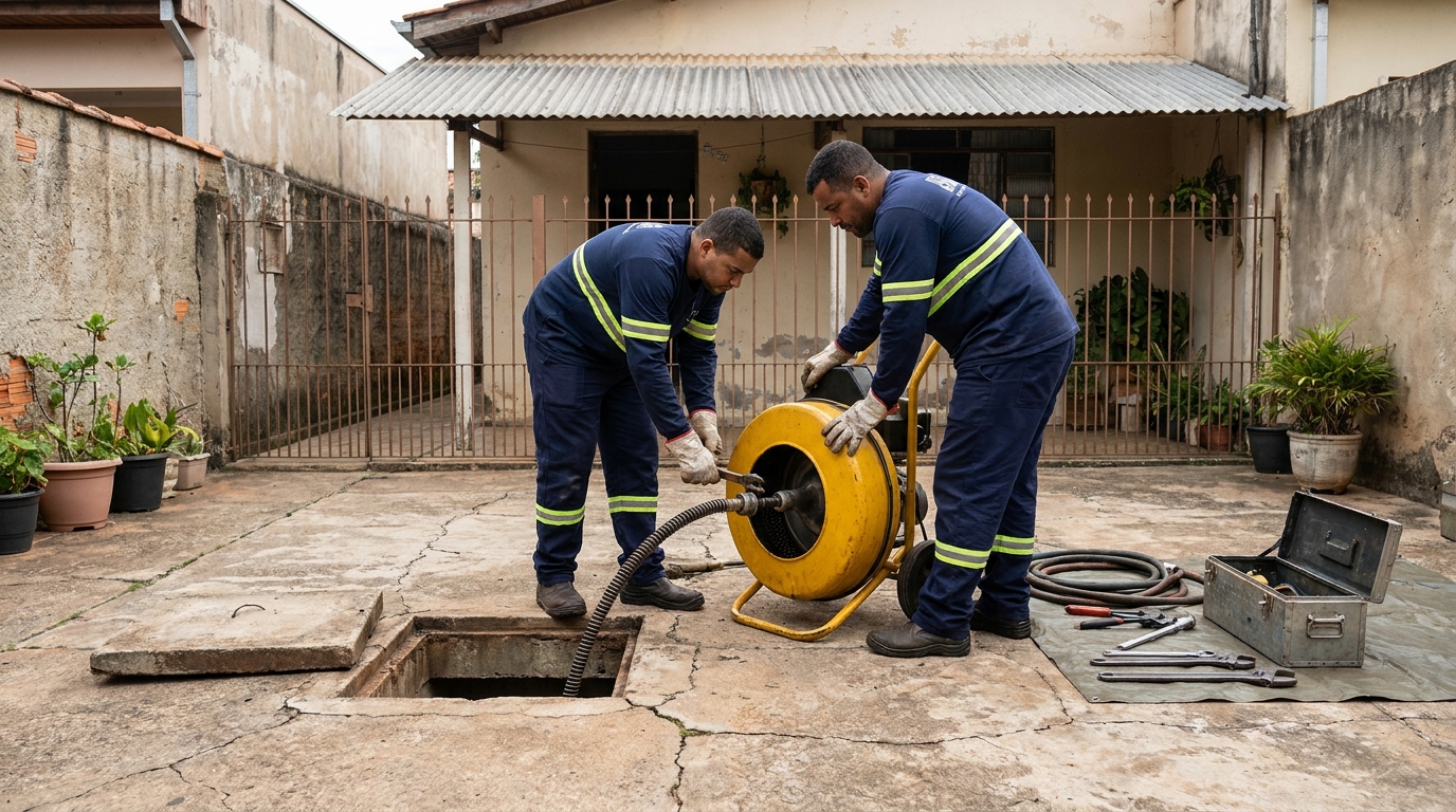 Limpeza de rede de esgoto em Maringá‑PR