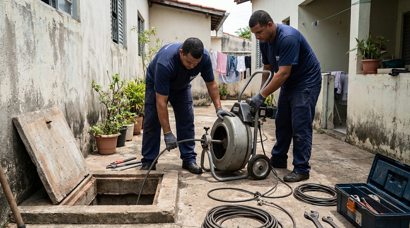 Limpeza de rede de esgoto em Maringá‑PR