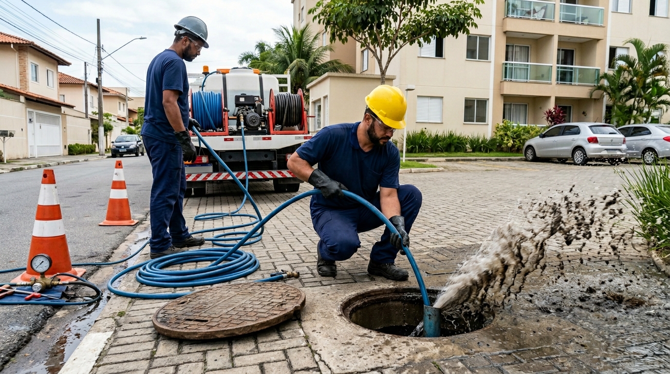 Equipe de hidrojateamento em Uberaba‑MG