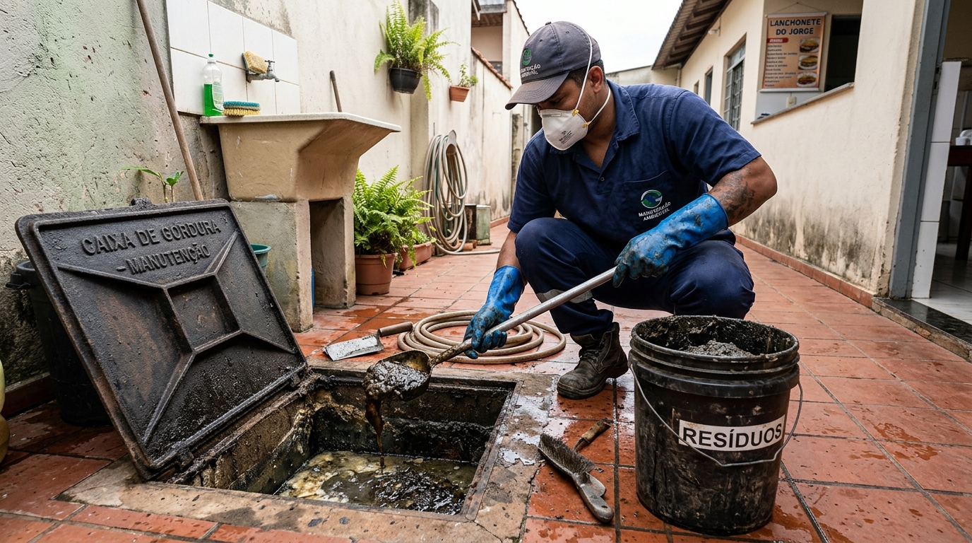 Remoção de lodo da caixa de gordura em Contagem‑MG