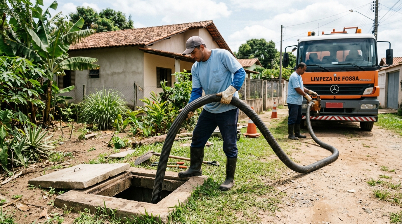 Limpeza de fossa séptica residencial em Ipatinga‑MG
